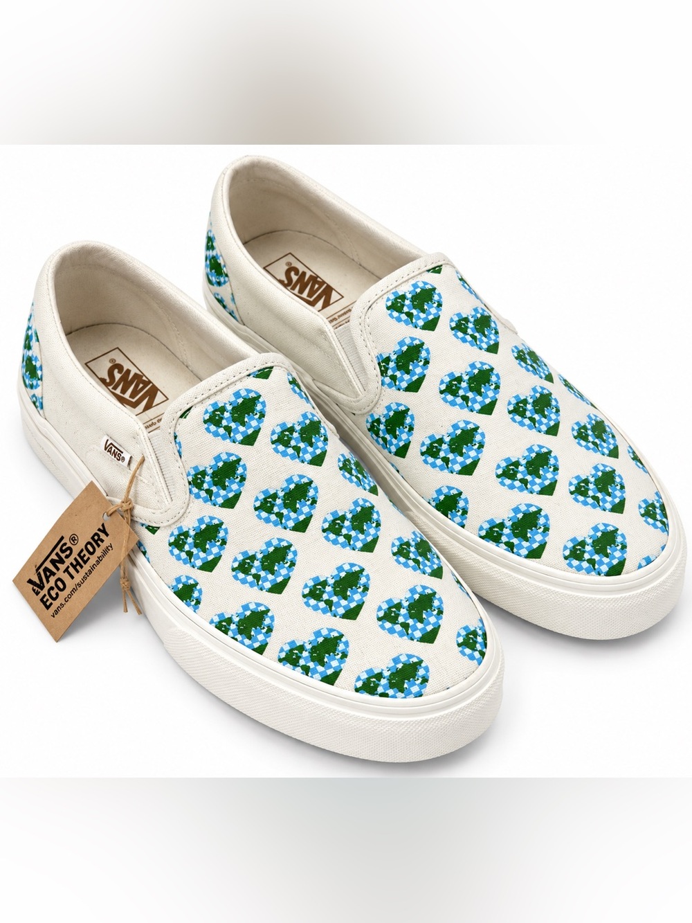 Vans Classic Slip-On Eco Theory Women’s 10 Earth Heart Checkerboard Shoes